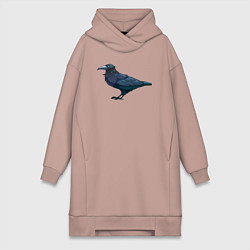 Женское худи-платье Ворон ожидает, цвет: пыльно-розовый