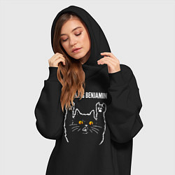 Женское худи-платье Breaking Benjamin rock cat, цвет: черный — фото 2