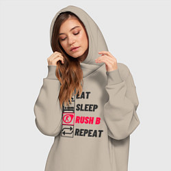 Женское худи-платье Eat sleep rush b repeat, цвет: миндальный — фото 2