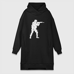 Женское худи-платье Soldier counter strike, цвет: черный