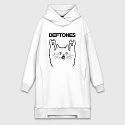 Женское худи-платье Deftones - rock cat, цвет: белый