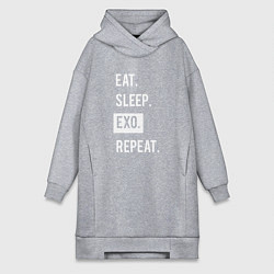 Женское худи-платье Eat Sleep EXO Repeat, цвет: меланж