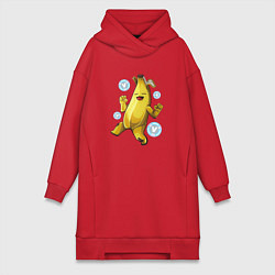 Женское худи-платье Банан с В-баксами Фортнайт, цвет: красный