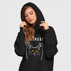 Женское худи-платье Paramore rock cat, цвет: черный — фото 2