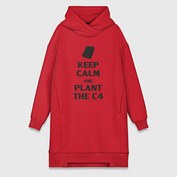 Женское худи-платье Plant c4 - Counter Strike meme, цвет: красный