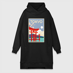 Женское худи-платье Tokyo - japan, цвет: черный