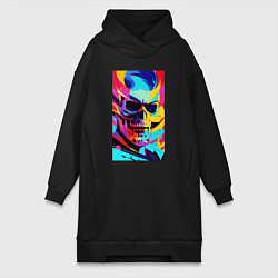 Женское худи-платье Cool skull - pop art, цвет: черный