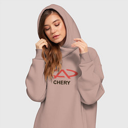 Женское худи-платье Chery Logo, цвет: пыльно-розовый — фото 2