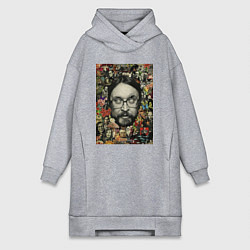 Женское худи-платье Егор Летов коллаж, цвет: меланж