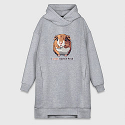 Женское худи-платье Пиксель морская свинка, цвет: меланж