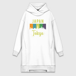 Женское худи-платье Токио Япония, цвет: белый