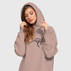 Женское худи-платье Кенгуру в прыжке, цвет: пыльно-розовый — фото 2
