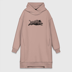 Женское худи-платье Кабан бежит, цвет: пыльно-розовый