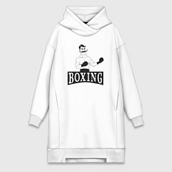 Женское худи-платье Boxing man, цвет: белый