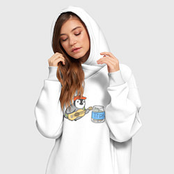 Женское худи-платье Воробей гитарист собирает донаты, цвет: белый — фото 2