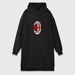 Женское худи-платье Футбольный клуб Milan, цвет: черный