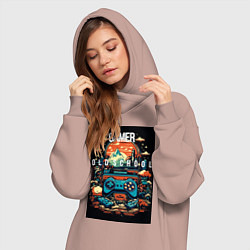 Женское худи-платье Геймер old school, цвет: пыльно-розовый — фото 2