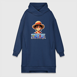 Женское худи-платье Монки д Луффи one piece, цвет: тёмно-синий