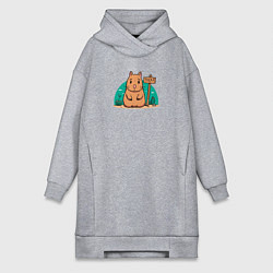 Женское худи-платье Тоскующая капибара, цвет: меланж