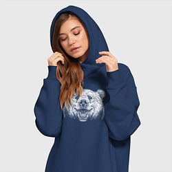 Женское худи-платье Морда улыбающегося медведя, цвет: тёмно-синий — фото 2