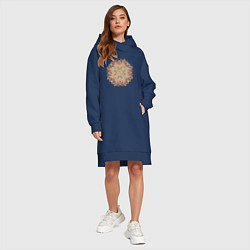 Женское худи-платье Восточный круговой узор, цвет: тёмно-синий — фото 2