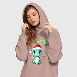 Женское худи-платье 2024 символ года милый дракончик, цвет: пыльно-розовый — фото 2