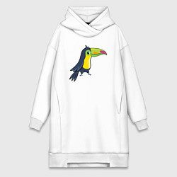 Женское худи-платье Птичка тукан, цвет: белый
