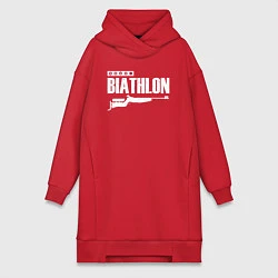 Женское худи-платье Biathlon - снайпер, цвет: красный