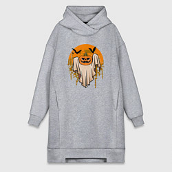 Женское худи-платье Призрак хэллоуина, цвет: меланж