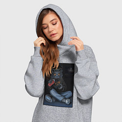 Женское худи-платье Кот - задрот, цвет: меланж — фото 2