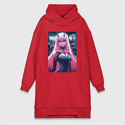 Женское худи-платье Darling in the Franxx - zero two - ai art, цвет: красный