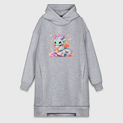 Женское худи-платье Маленький милый дракончик, цвет: меланж