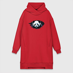 Женское худи-платье Грустная панда портрет, цвет: красный