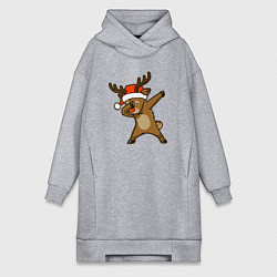 Женское худи-платье Dabbing deer, цвет: меланж