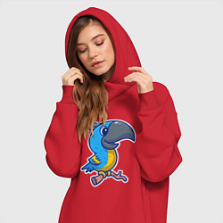 Женское худи-платье Попугайчик, цвет: красный — фото 2