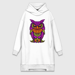 Женское худи-платье Purple owl, цвет: белый