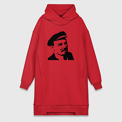 Женское худи-платье Ленин в кепке, цвет: красный