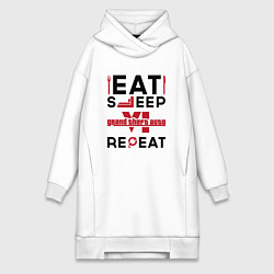 Женское худи-платье Надпись: eat sleep GTA6 repeat, цвет: белый