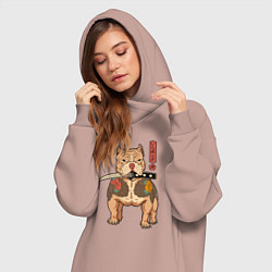 Женское худи-платье Питбуль якудза самурай, цвет: пыльно-розовый — фото 2