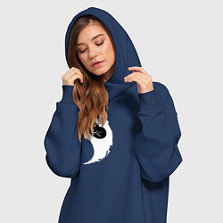 Женское худи-платье Инь ян белый парная, цвет: тёмно-синий — фото 2