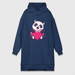 Женское худи-платье Сердце панды, цвет: тёмно-синий