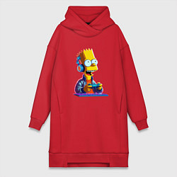 Женское худи-платье Bart is an avid gamer, цвет: красный