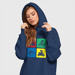 Женское худи-платье Силуэты девушек на велосипедах и мотоциклах, цвет: тёмно-синий — фото 2