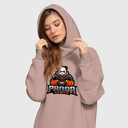Женское худи-платье Панда геймер с гейпадом, цвет: пыльно-розовый — фото 2