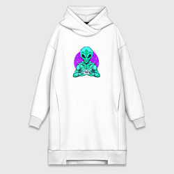 Женское худи-платье Инопланетянин с масонским знаком, цвет: белый