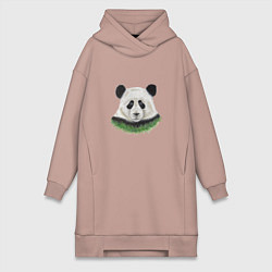 Женское худи-платье Медведь панда, цвет: пыльно-розовый