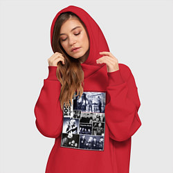 Женское худи-платье Depeche Mode - Collage, цвет: красный — фото 2
