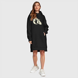 Женское худи-платье Заяц и фонарь, цвет: черный — фото 2