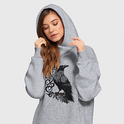 Женское худи-платье Мистический славянский ворон, цвет: меланж — фото 2