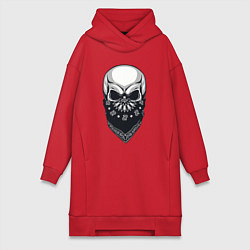 Женское худи-платье Gangster skull, цвет: красный